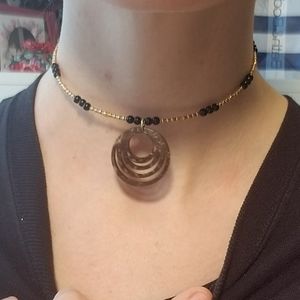 Hawaiian Beaded Choker with Wood Pendant.